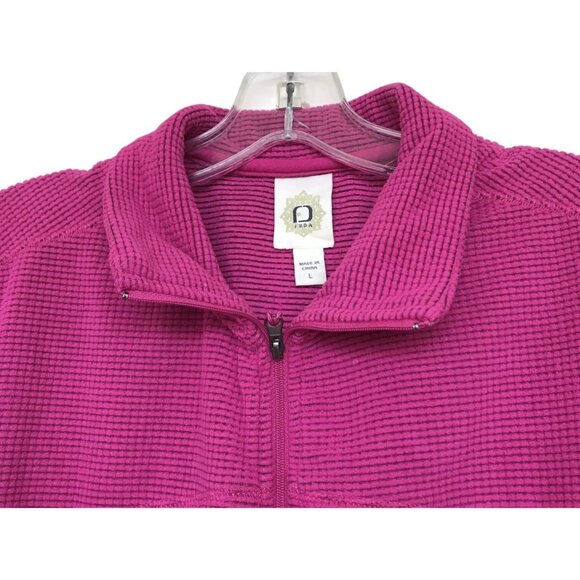 Fuda 1/4 Zip Pullover Womens Size Large L Pink Fleece Long Sleeve Waffle - Picture 4 of 8